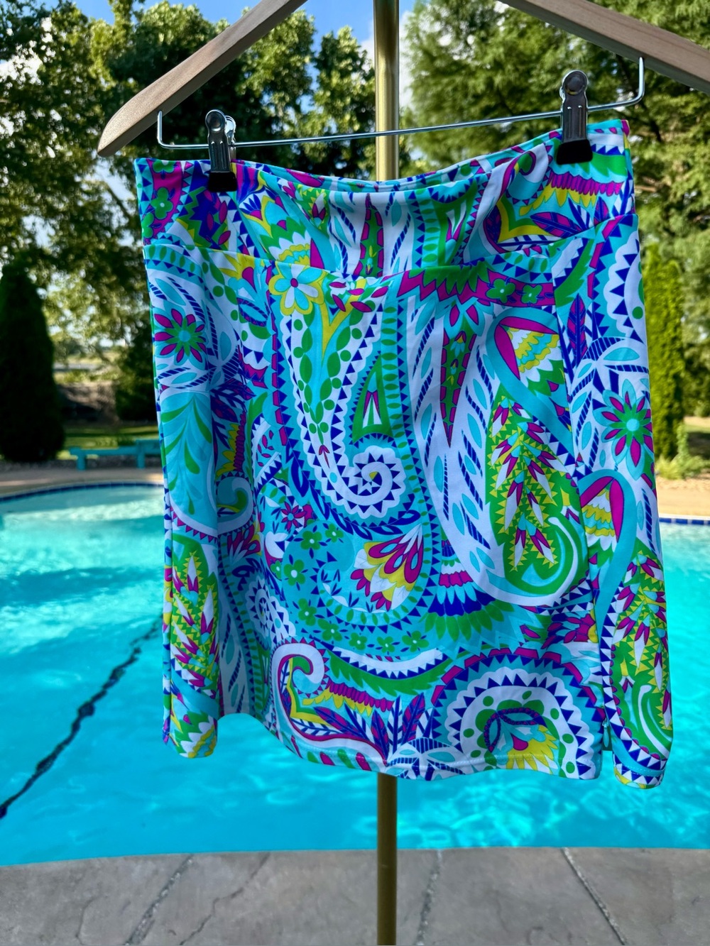 Jude Connally Floral Athletic Skort with size zip - Turquoise, Pink & Lime XS